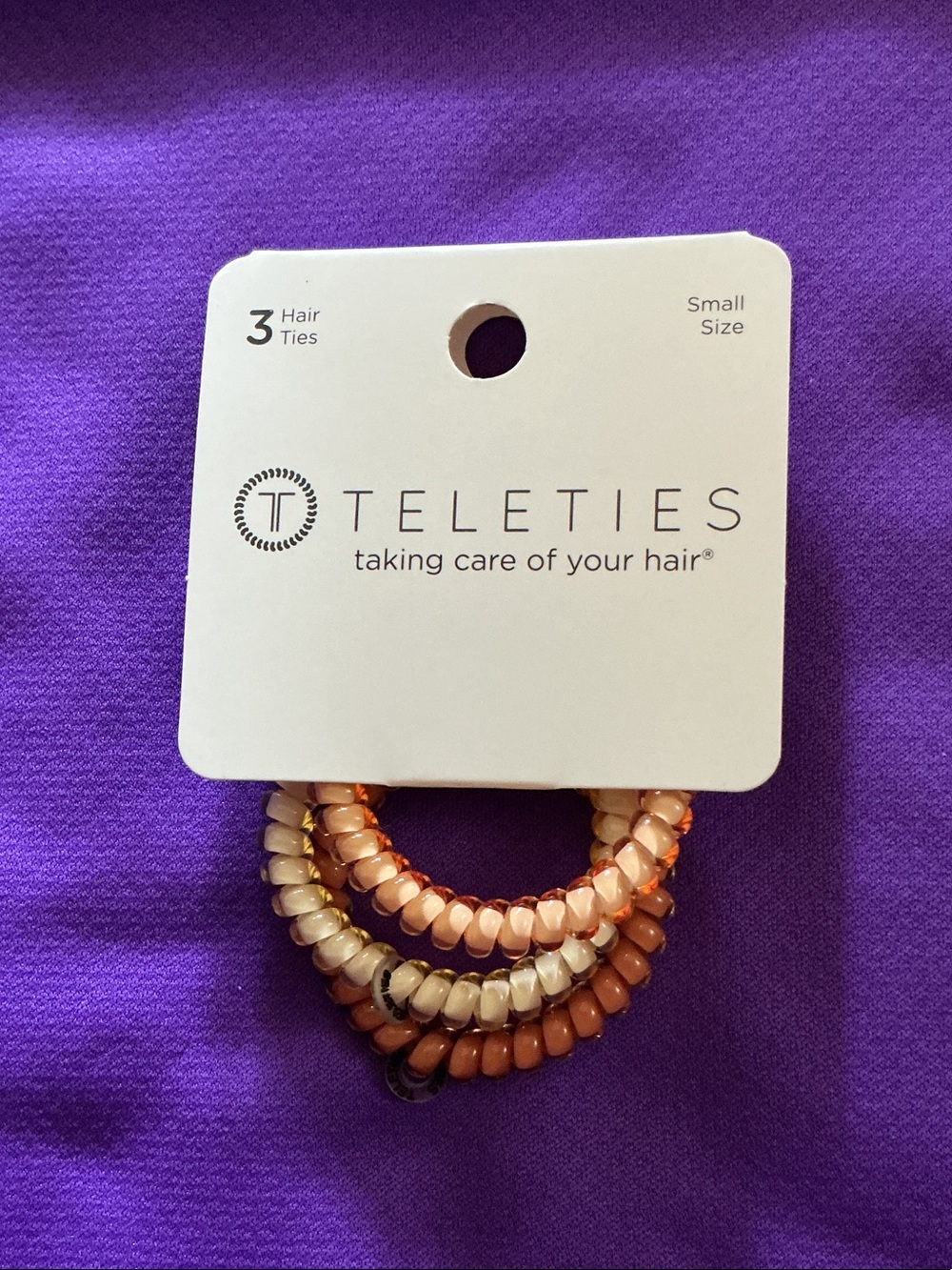 TELETIES Small Spiral Hair Ties - Peach & Cream Trio